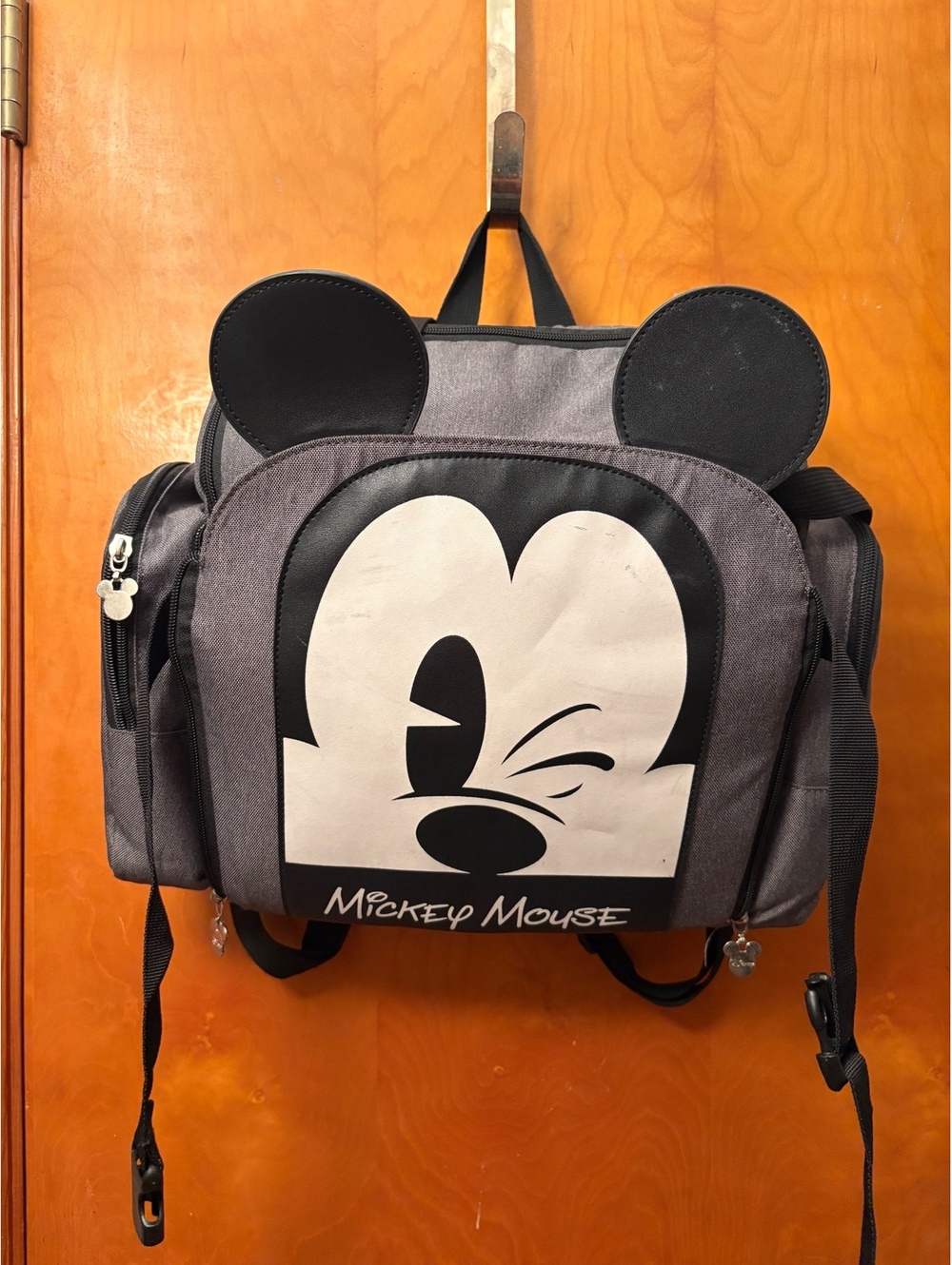 Disney Mickey Mouse Convertible Diaper Bag Backpack Gray & Black